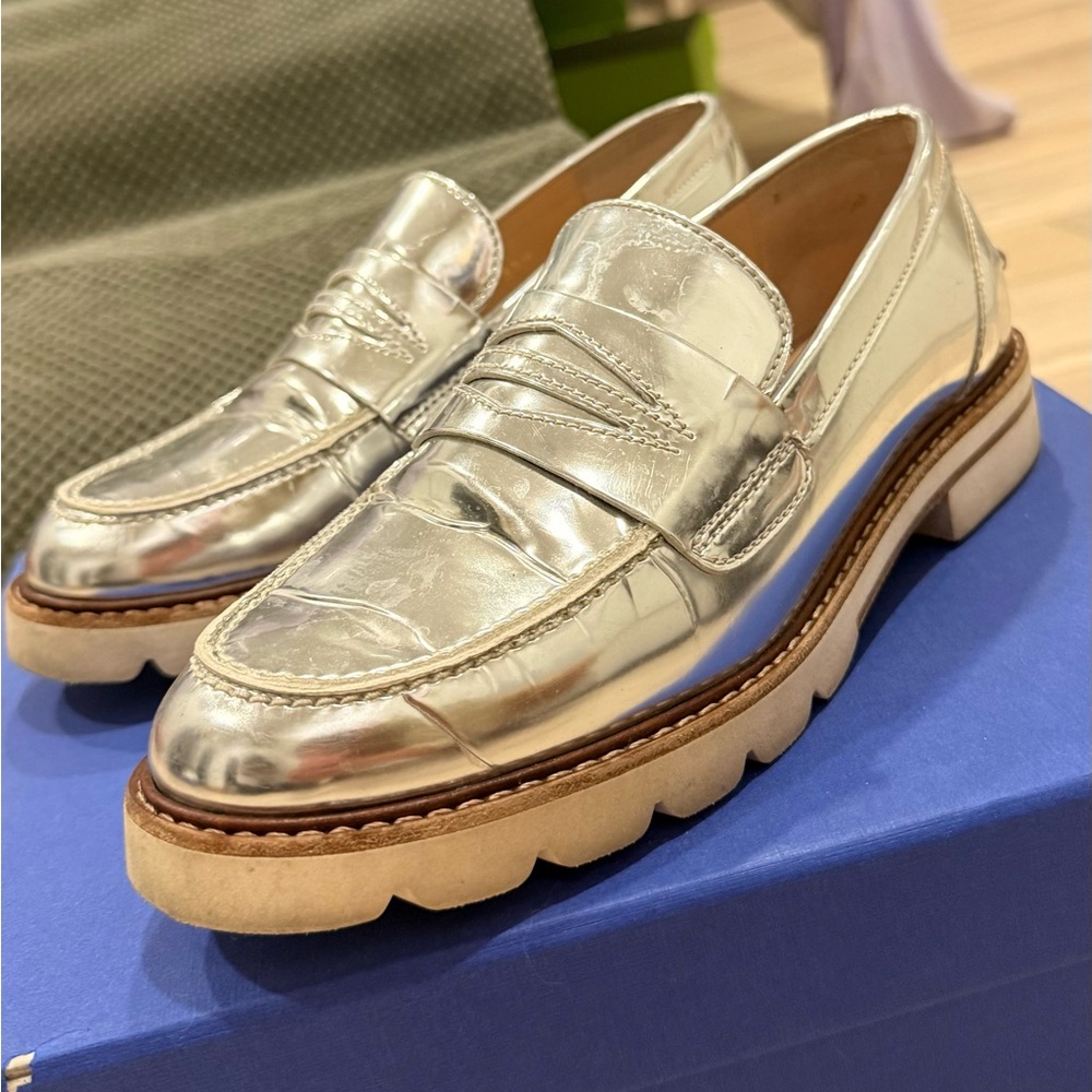 Stuart Weitzman Silver Loafers